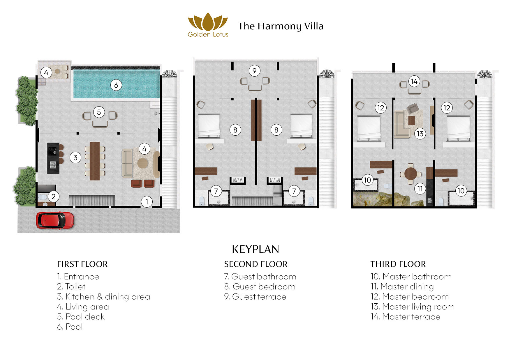 Golden Lotus Villas - The Harmony Villa Floorplan